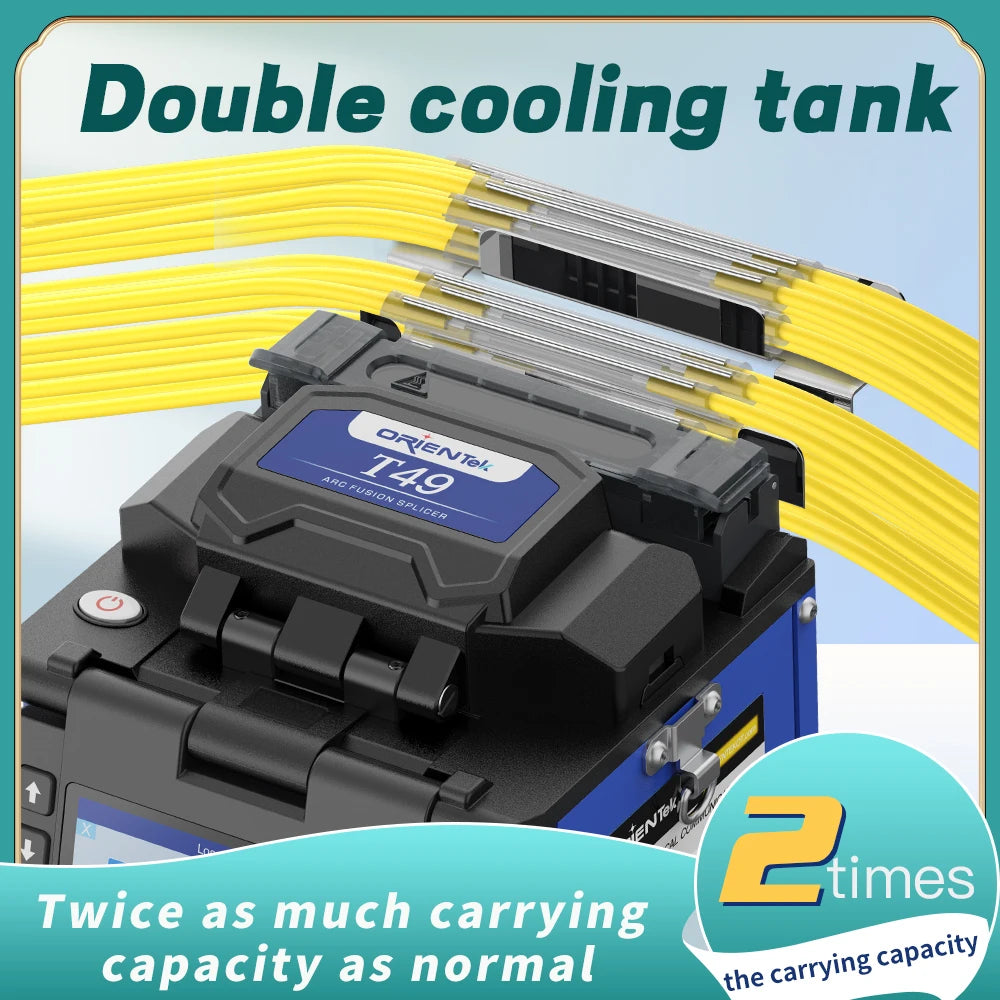 OrienTek FTTx T49 Fiber Optic Fusion Splicer , Core Alignment ARC Welding Machine with 8S Fast Splicing and 18s Heating Time