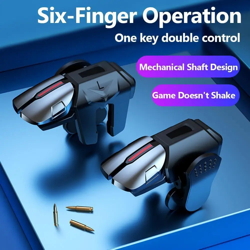 For PUBG Game Controller 6 Fingers Mobile Game Trigger Set Gamepad Joystick  Aim Shooting L1 R1 for Iphone HUAWEI SAMSUNG XIAOMI