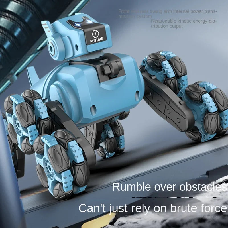 RC Robot Spray Dog Lights Music Dual Remote Control Intelligent Stunt Mechanical Dog 360 Drift Rotation Children Toys Boys Gift