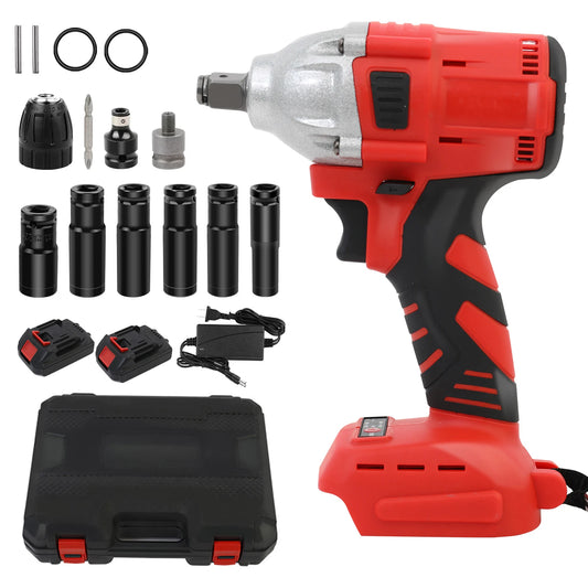 1000N.m (740ft-lbs) Cordless Impact Drill Wrench Brushless Electric High Torque Batteries 1500MAh 20V Fast Charger DIY Tool