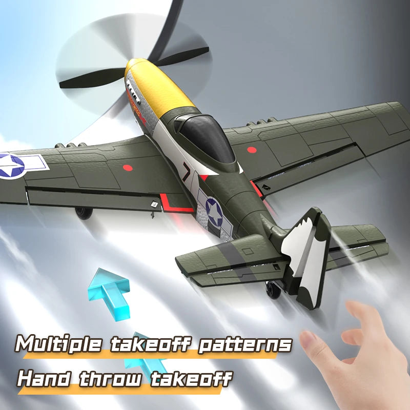 New P51 Mustang rc Plane 2.4G 4CH 6 Axis 410MM Wingspan Foam Fighter One Key Aerobatic RTF Aircraft Glider Toys Gifts for child