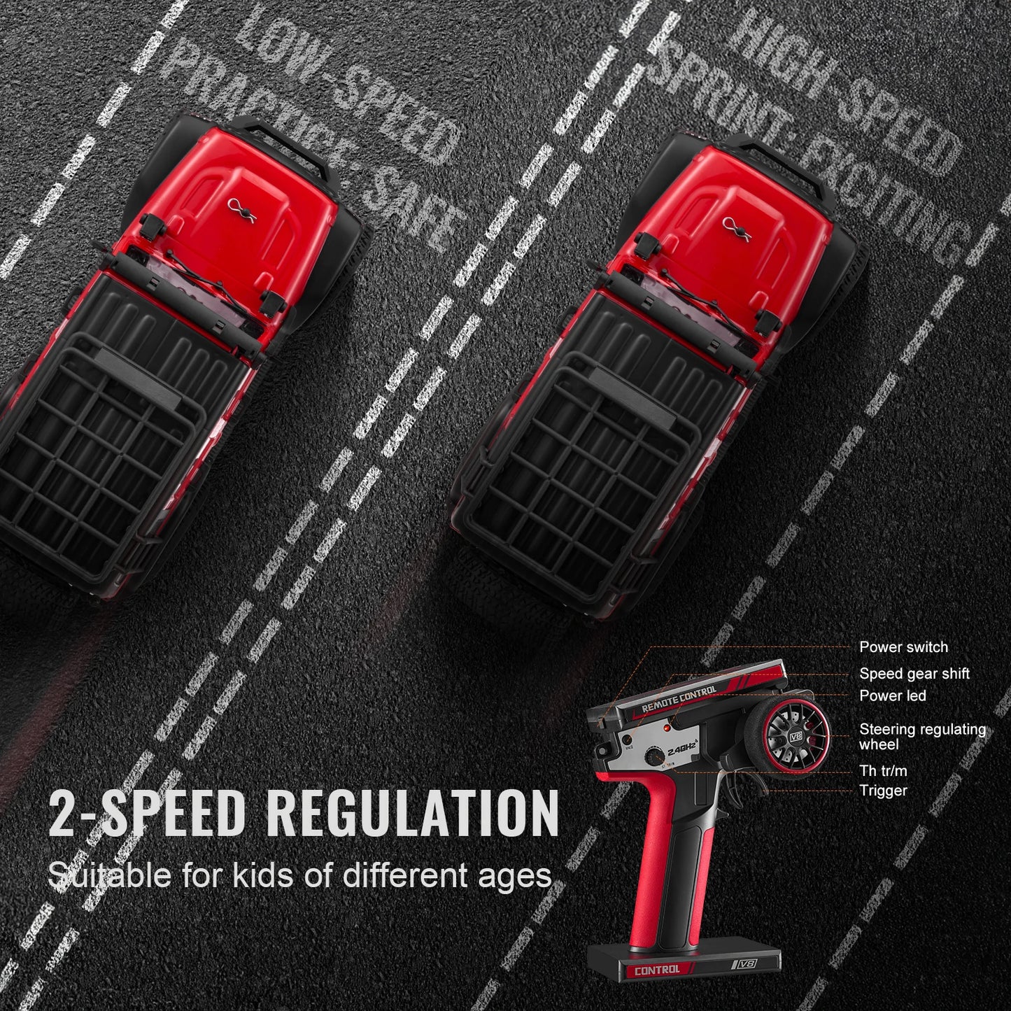 SucceBuy Fast RC Cars 3km/h 1/24 Off Road All Terrain 4WD with Full Lighting Remote Control Racing Truck for Adults & Kids Toys