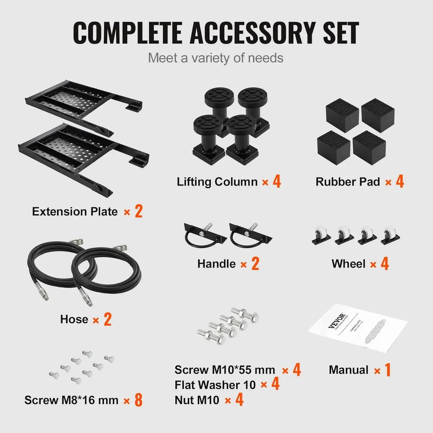 7000 LBS Capacity Portable Car Lift, 26.8" Max. Height, with Extended-Length Plates, Heavy-Duty Carbon Steel Truck Lift
