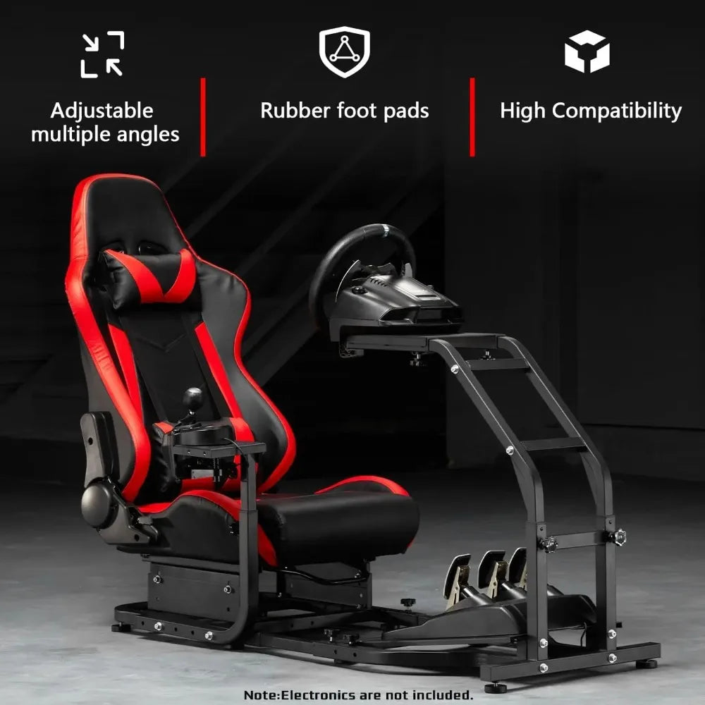 G29 Gaming Sim Cockpit: Adjustable Red Seat, Fits Logitech G920/G923 & Thrustmaster T300 (No Wheel/Handbrake)