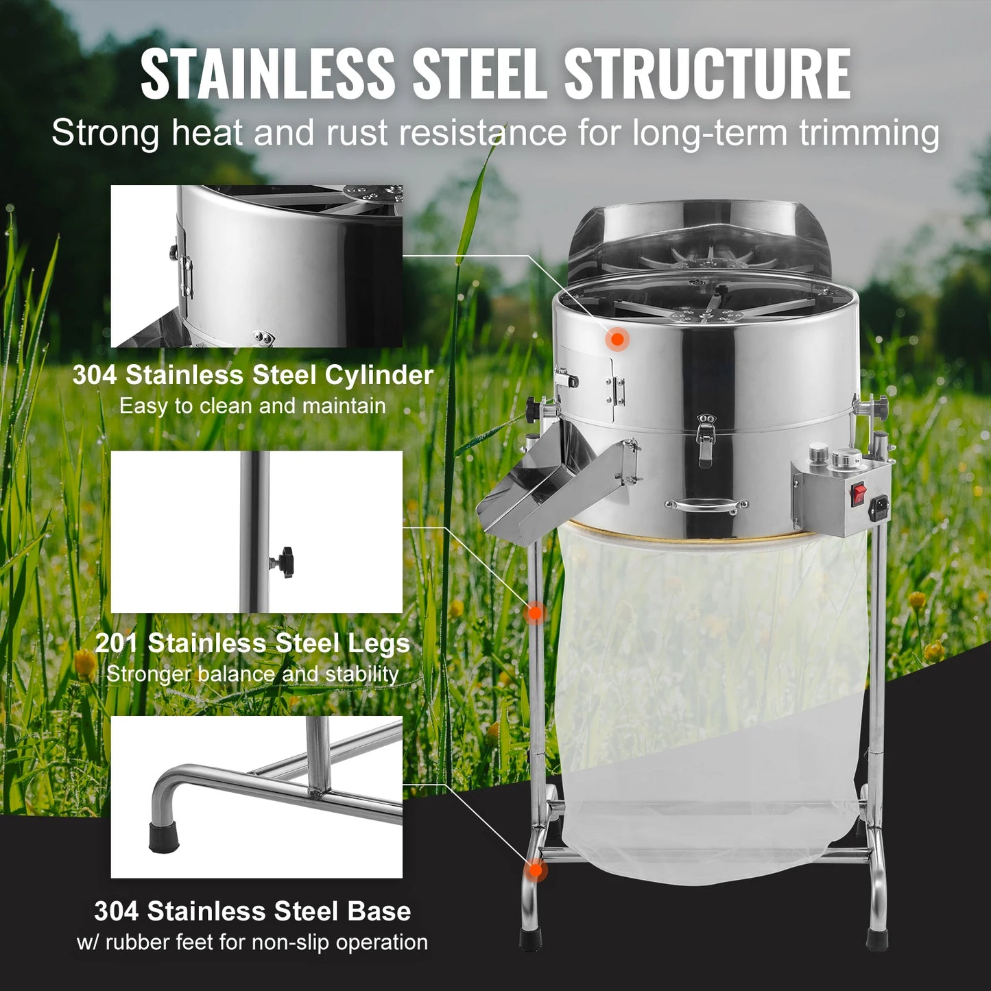 SucceBuy Electric Bud Trimmer 18in Electric Leaf Trimmer Machine Adjustable Speed Stainless-Steel Blade Bud Mesh Bag Hand Pruner