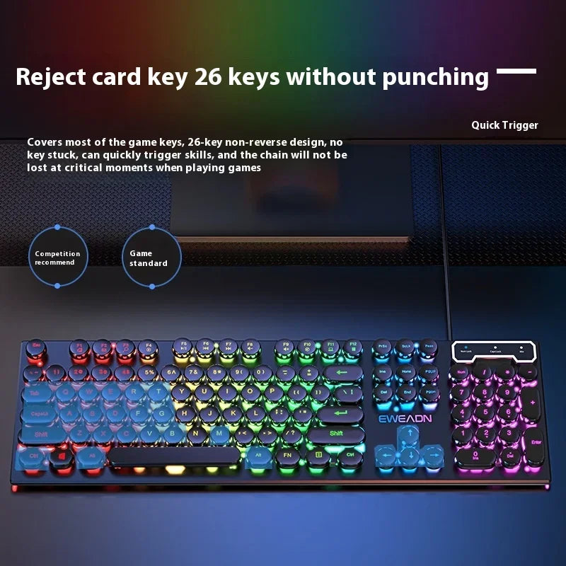 Gaming Wired Keyboard Mechanical Feel E-Sports 104 Keys Usb Wired Mouse Wired Keyboard Pc Gamer Accessories for Laptop Gamers