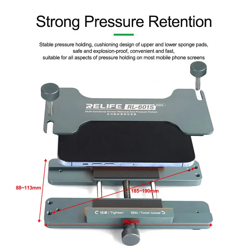 RELIFE RL-601S Mini Multi-function Dismantling Screen and Pressure Holding Fixture Back Cover Glass Clamping for Phone