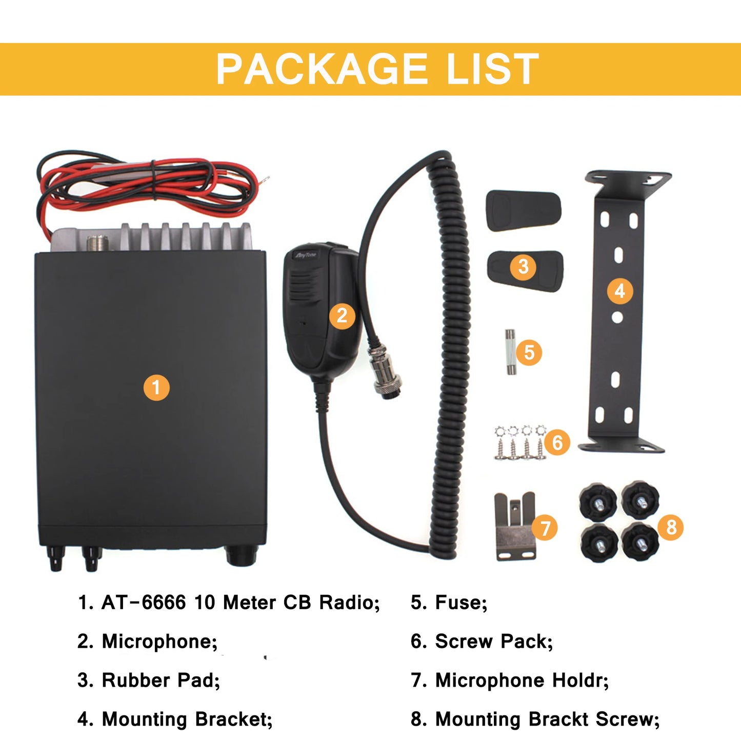 Anytone AT-6666Pro Output AM 80W FM 50W High Power 10 Meter Radio with  AM/FM/SSB/CW/PA 10 Meter Band for Truck Drivers