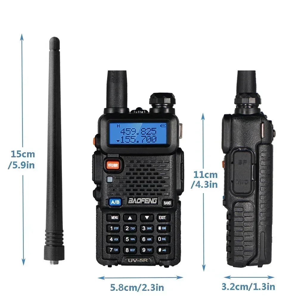 4Pcs UV-5R 5W Tri-Power Walkie Talkie High Power Dual Band Long Range Portable Handheld UV 5R Radio