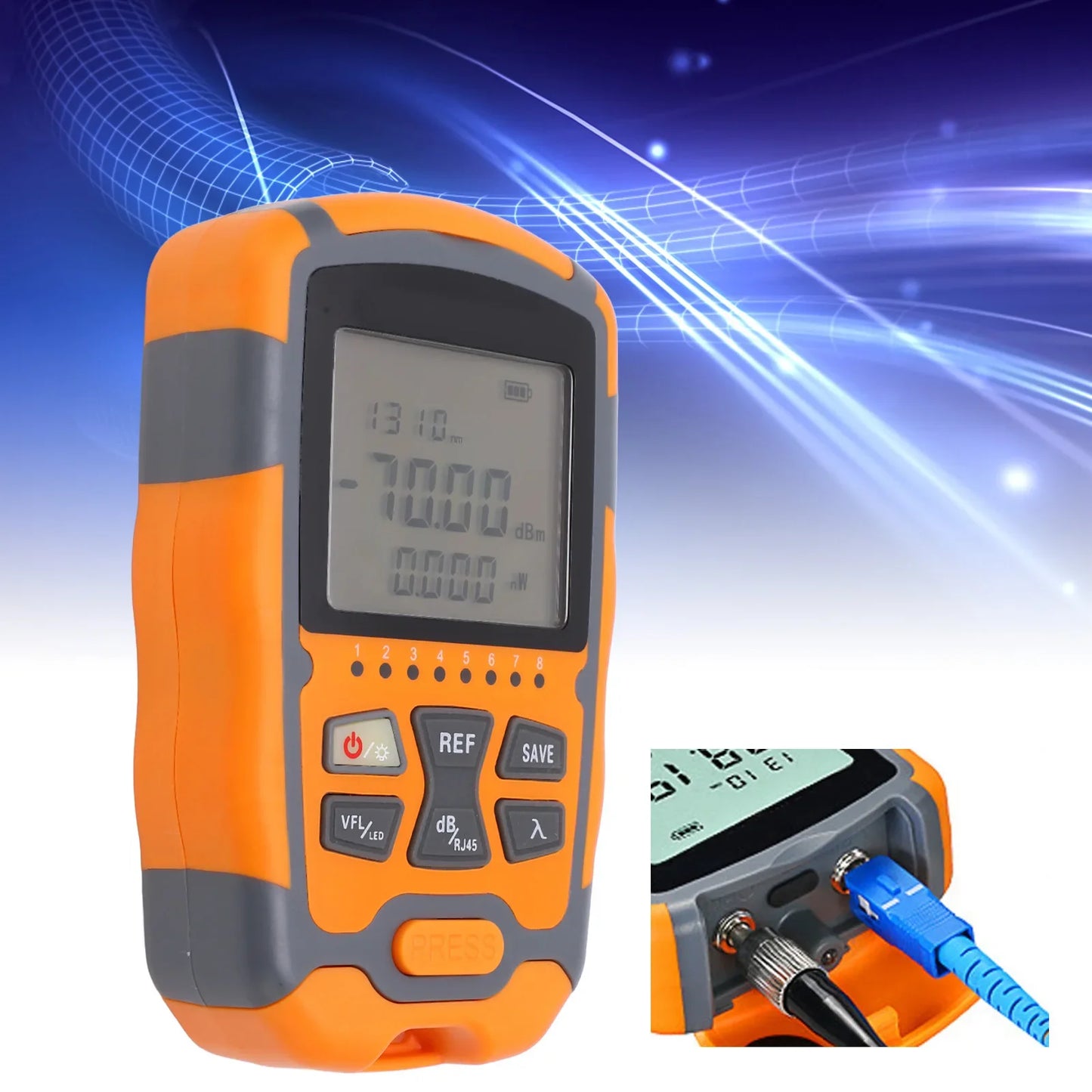 Handheld Optical Power Meter Multifunctional Optical Fiber Cable Tester with LED Light 30MW