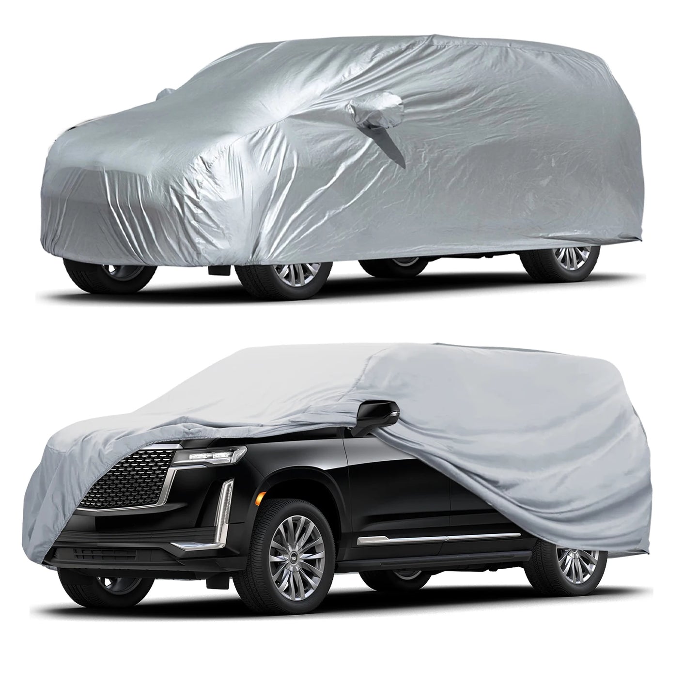 Universal SUV/Sedan Full Car Covers Outdoor Waterproof Sun Rain Snow Dust Resistant Protection UV Car silver Auto Case Cover