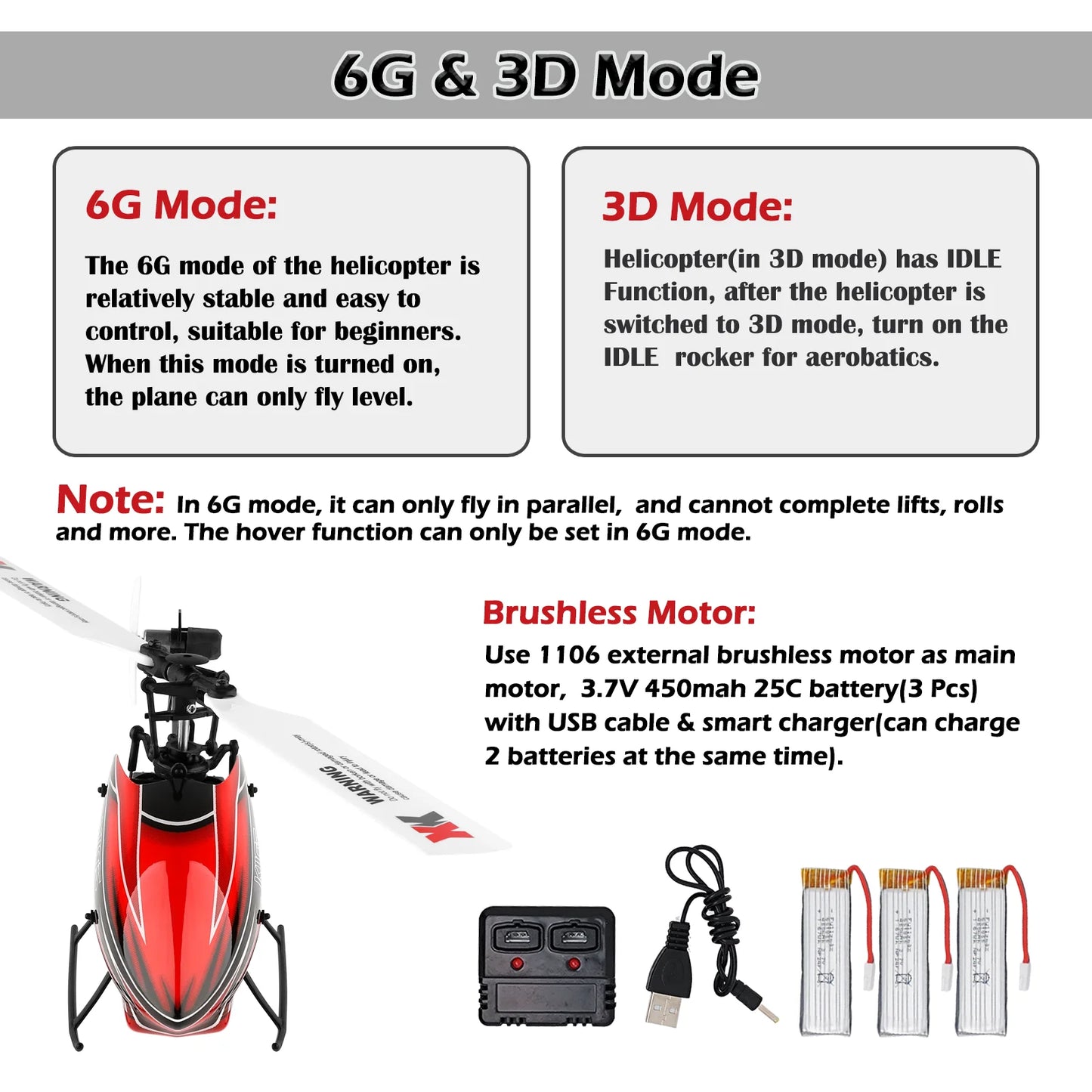 WLtoys K110S RC Helicopters for Adults,3D/6G Mode, 6 Channel Mini Remote control Helicopter,Brushless Motor,  with 3 Batteries