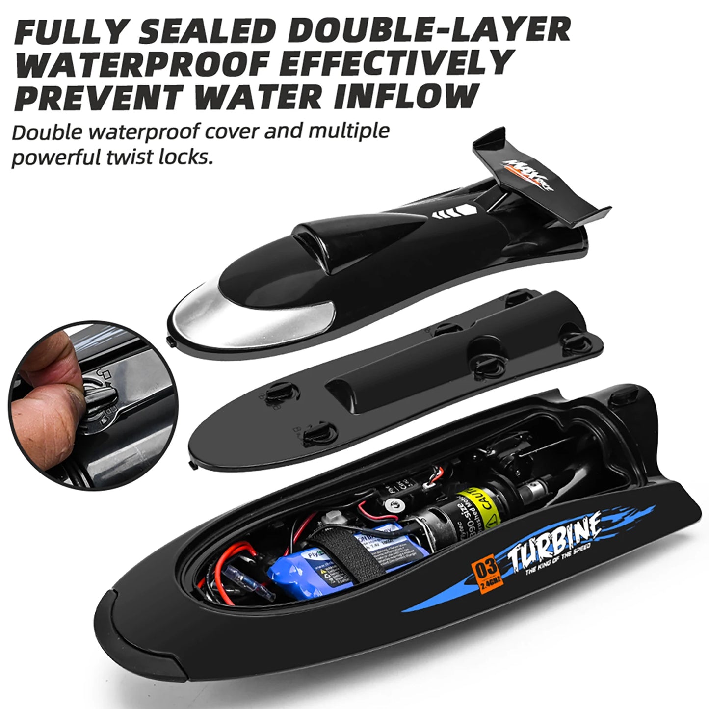 Waterproof 2.4GHz RC Boat 30km/h Remote Control Ship for Kids Children Adults Holiday Birthday Party Gifts