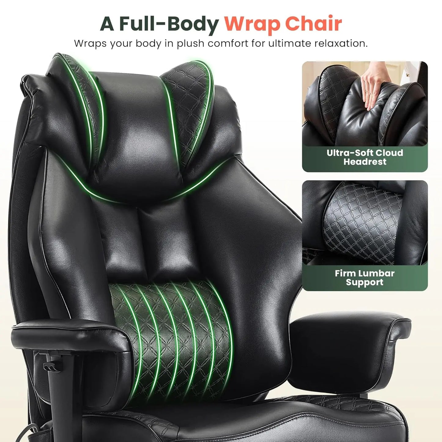 500lbs Big and Tall Office Chair Adjustable Lumbar Support, Extra Wide Seat Ergonomic Gaming Chair with Footrest,, Customized