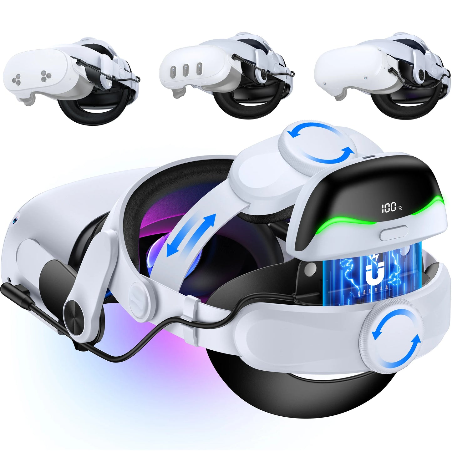 Head Strap for Meta Oculus For Quest2/3 VR Accessories Replacement Adjustable Enhanced Elite Head Strap 2-3Hrs Extended Playtime