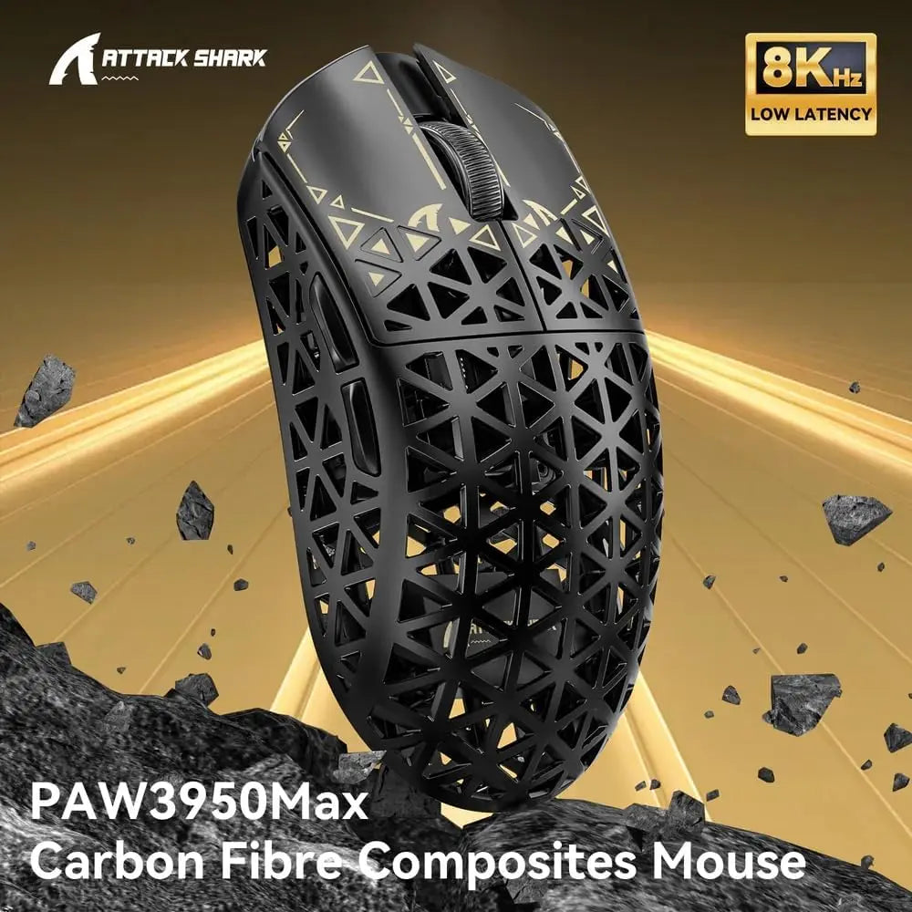 MAMBASNAKE x ATTACK SHARK R5 Ultra Wireless Gaming Mouse,39g Superlight Carbon Fiber Hollowed-Out
