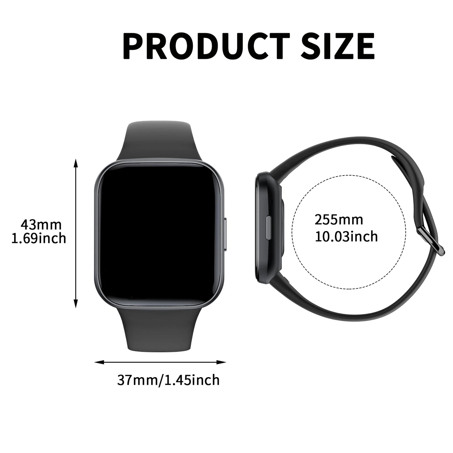 Smart watch, wireless calling /dial,for iPhone/Andriod, multi -Sport mode, calling reminder and rejection, SMS reminder