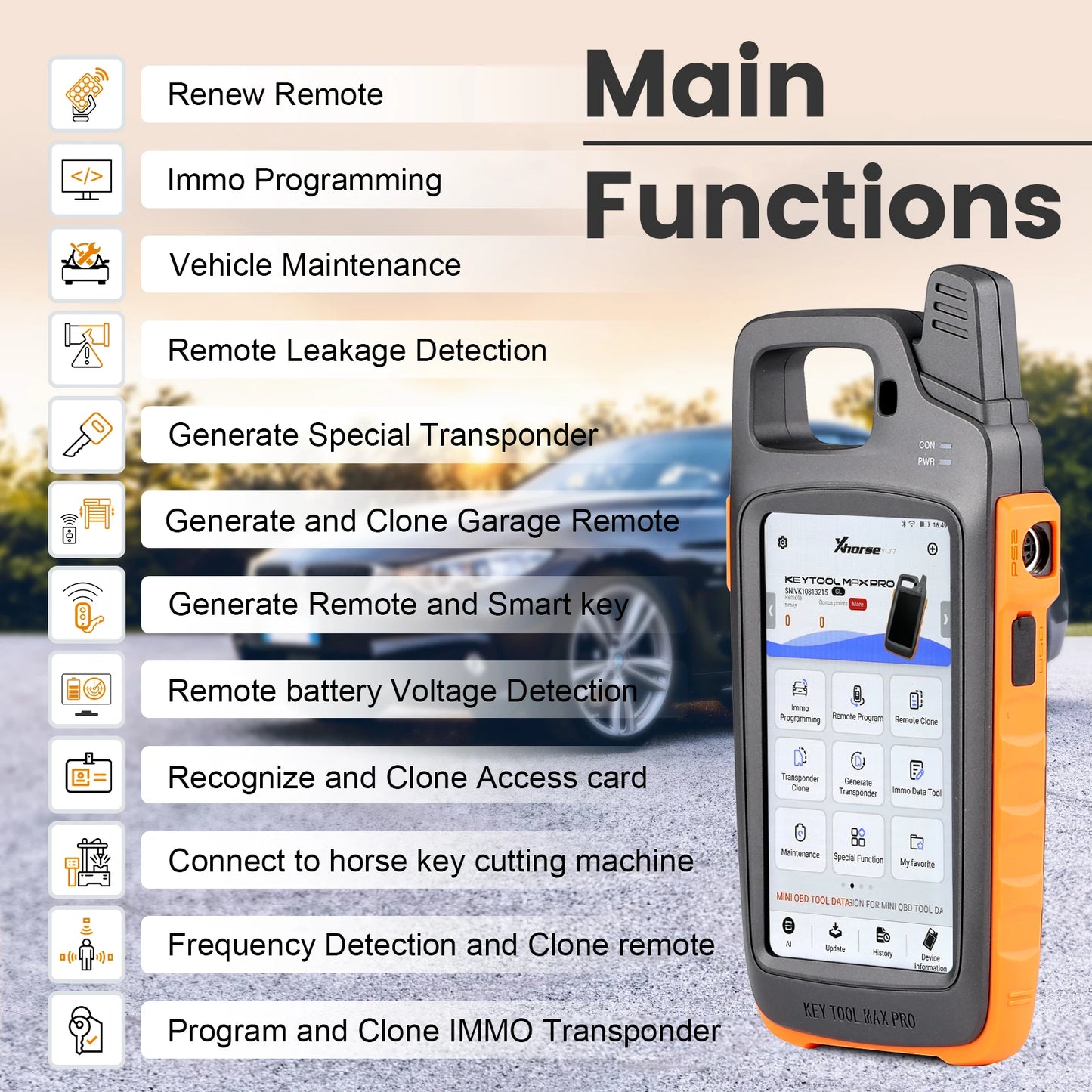 Xhorse VVDI Key Tool Max Pro Remote Programmer Combines Key Tool Max and Mini OBD Tool Functions Free with Renew Cable