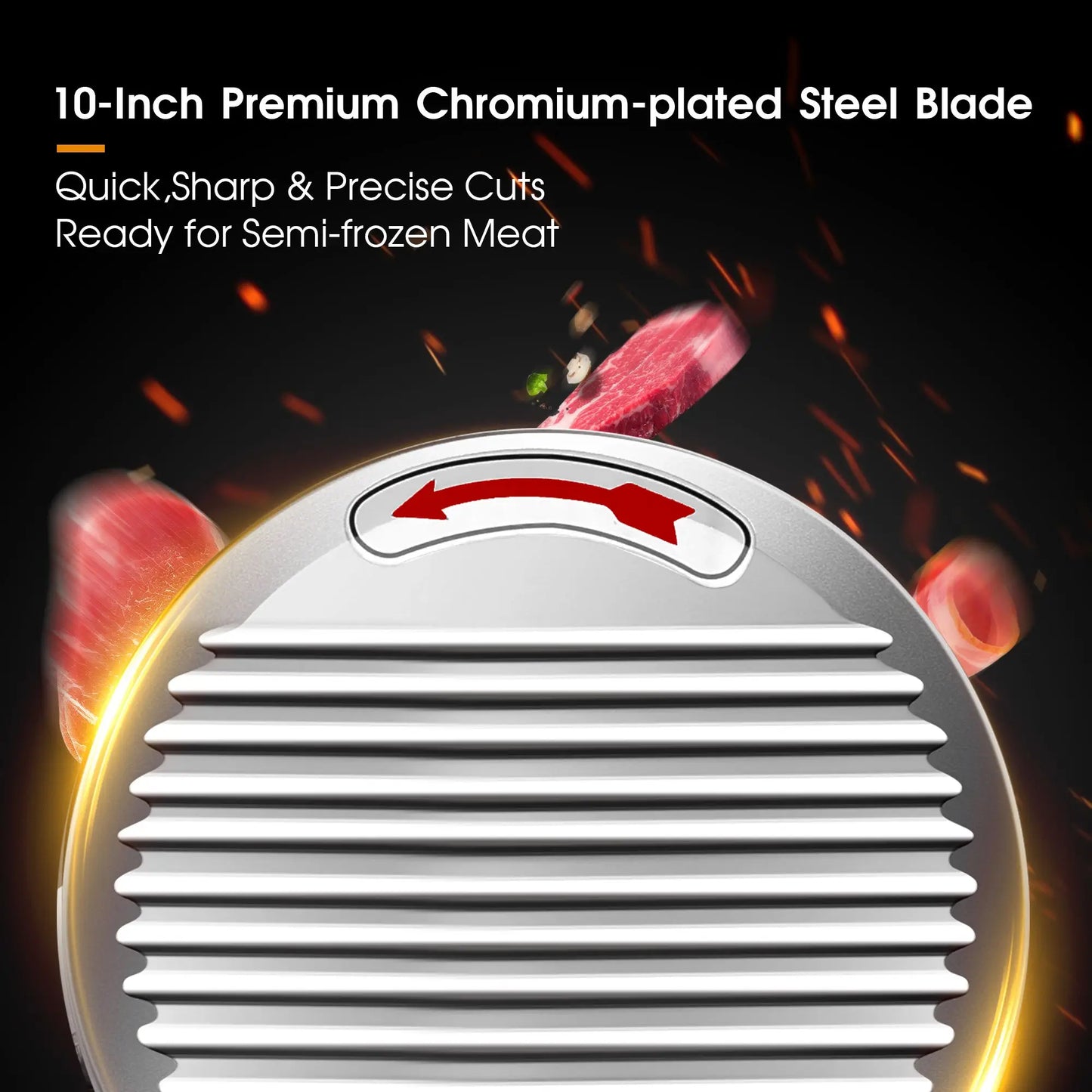 10 inch Chromium-Steel Blade Semi-Auto for Meat Cheese 240W,Silver Meat Slicer Machine
