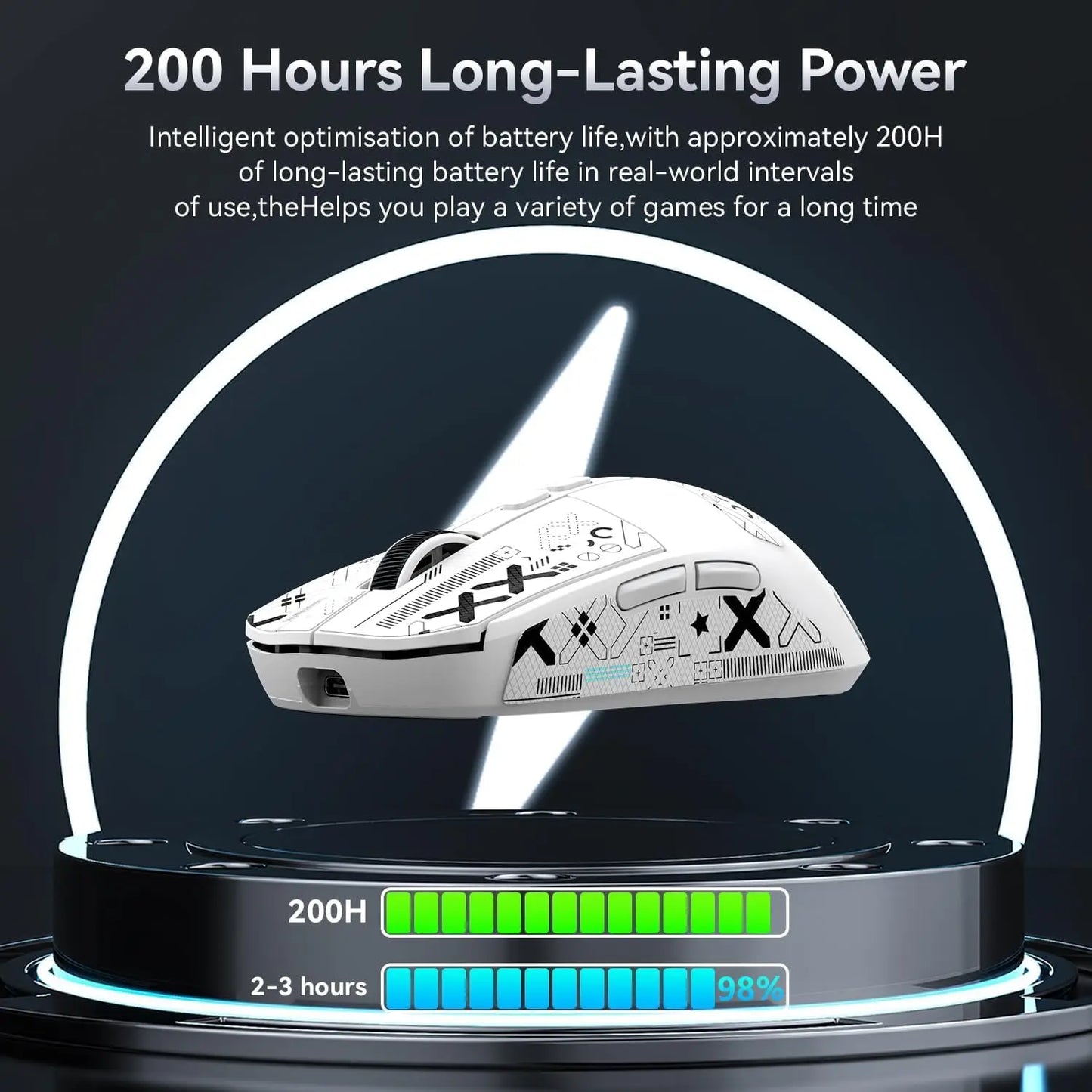 ATTACK SHARK X6 Lightweight Wireless Gaming Mouse with RGB Backlight Charging Base,Tri-Mode,26K DPI, PAW3395 Optical Sensor