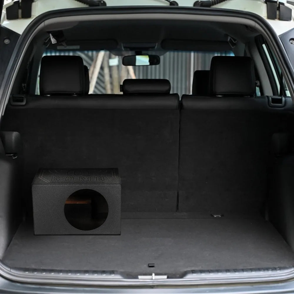 QPower QBOMB, Single 10" Tough Vented Shallow Ported Car Audio Subwoofer Box Enclosure with 1.4 Cubic Feet of Air Space, Black