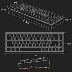 Redragon K631 PRO 65% 3-Mode 2.4Ghz Wireless Wired BT 3.0/5.0RGB USB Gaming Keyboard 68 Keys Hot Swappable Compact Mechanical