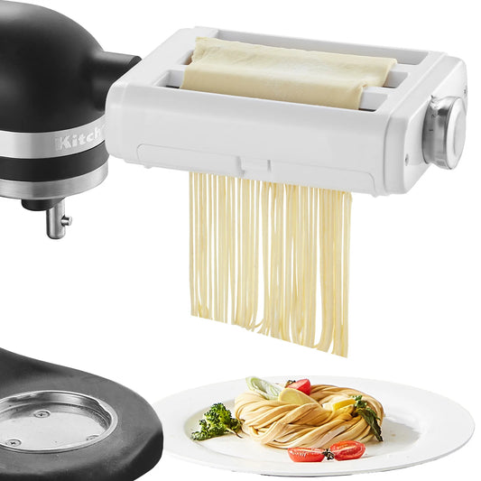 SucceBuy Pasta Attachment for KitchenAid Stand Mixer 3-IN-1 Stainless Steel Pasta Roller Cutter Set Including Pasta Sheet Roller
