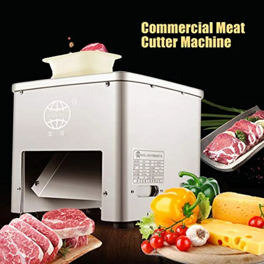 550W Commercial Meat Cutting Machine with 353 Lbs/H Capacity Stainless Steel Electronic Fresh Meat Slicer Shredded Cutter for K