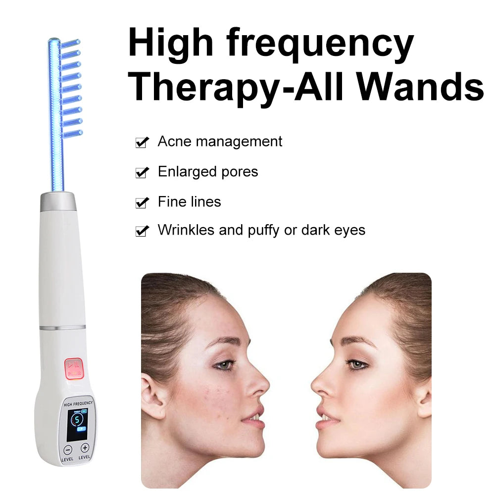 High Frequency Electrode Wand Glass Tube Electrotherapy Acne Spot Remover Skin Care Home Spa Beauty Facial Therapy Wand