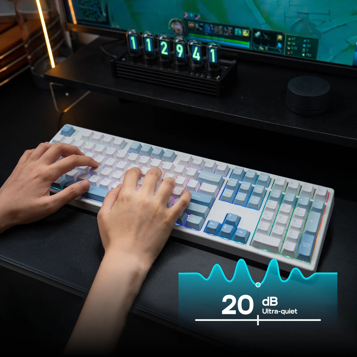 EPOMAKER TH108 100% Full Size Gasket Wired/Bluetooth/2.4Ghz Wireless NKRO Mechanical Gaming Keyboard 8000mAh Battery RGB Backlit