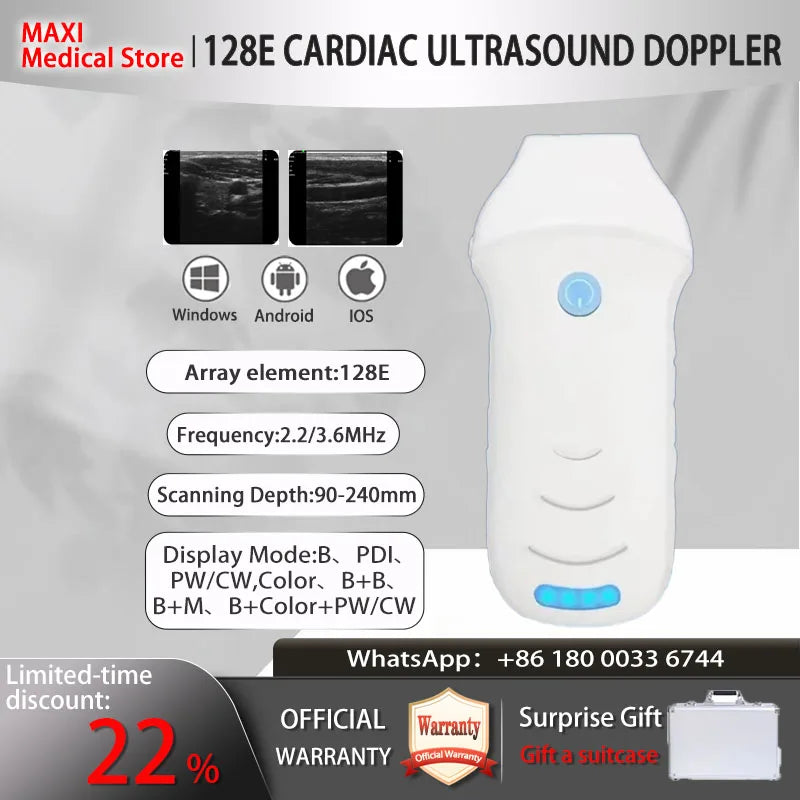 Portable Wireless Ultrasound Probe scanner machine WIFI ultrasound scanner Machine support iOS Android Windows free suitcase