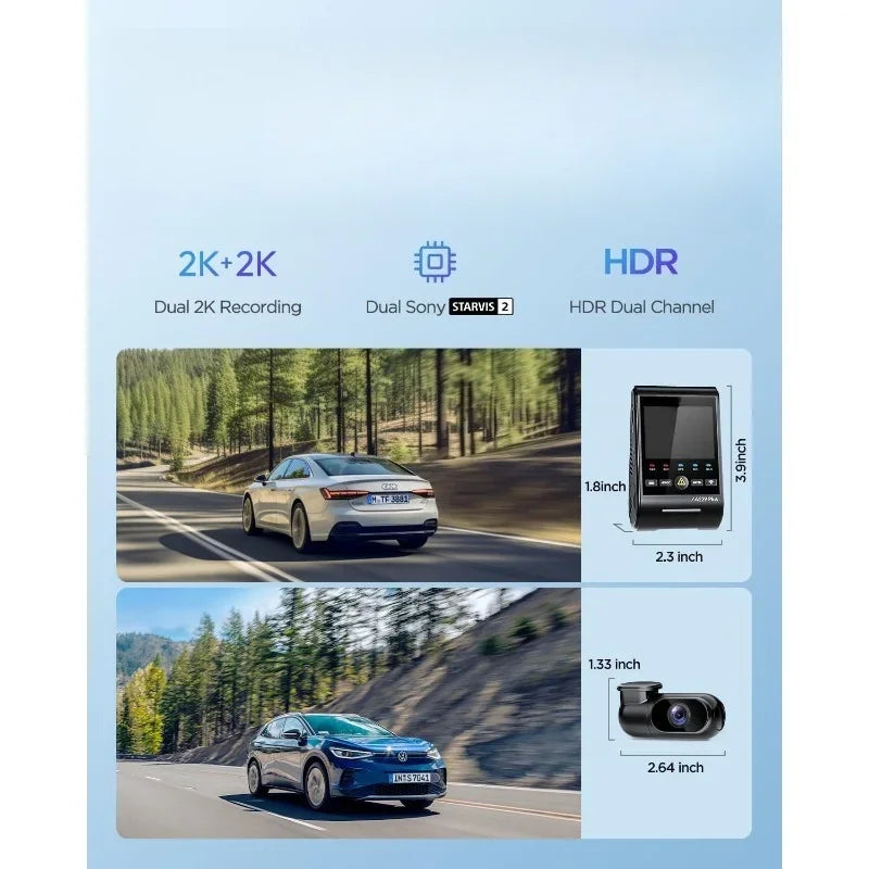 NEW.new A229 Plus Dash Cam Front and Rear, Dual STARVIS 2 Sensors, 2 Channel HDR, 1440P+1440P Voice Control Car Dash Camera.HOME
