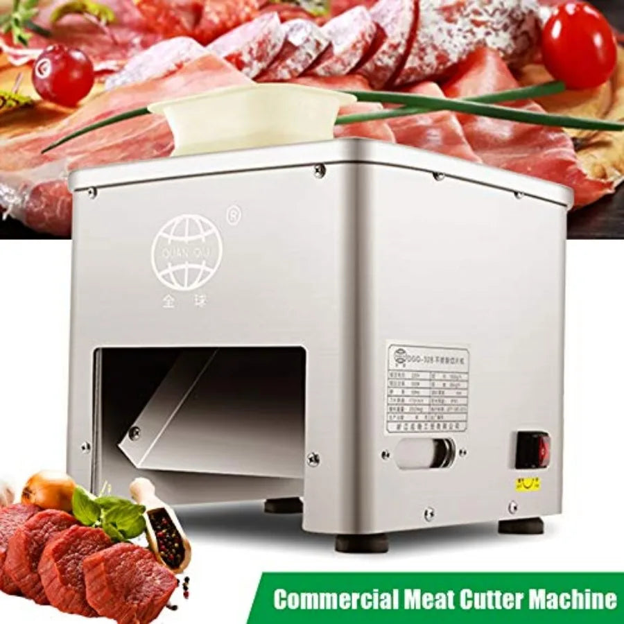 550W Commercial Meat Cutting Machine with 353 Lbs/H Capacity Stainless Steel Electronic Fresh Meat Slicer Shredded Cutter for K