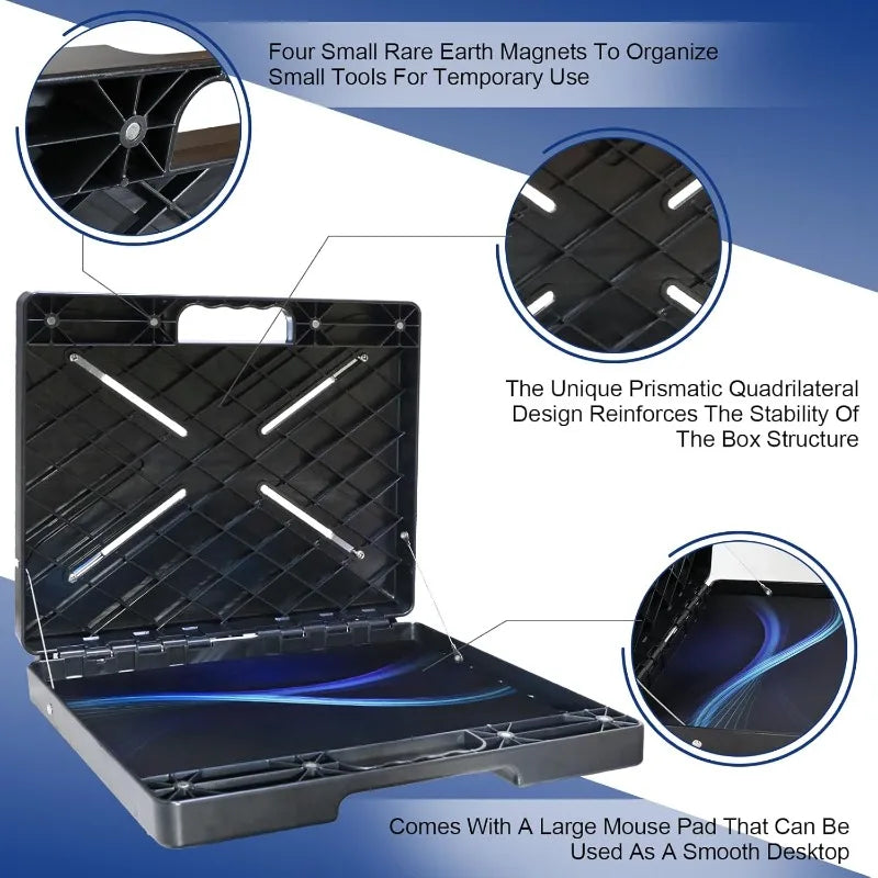 Magnetic Laptop Stand, Portable Workstation with 4 Super Strong Magnets, Rated at 45 Pounds, Magnetic Toolbox Attach to HVAC, Tr