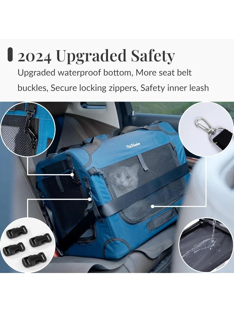 Extra Large Cat Carrier for 2 Cats, Collapsible Soft Sided Pet XL Crate for Large Mudium Big Cat 20lbs+, Car Travel Portable Bag