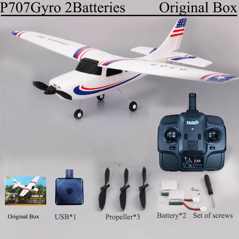 Park10 RC Airplane P707G 2.4G 3D/6G With Gyroscope 3Ch RC Airplane Fixed Wing Plane Outdoor Toys Drone RTF CESSNA 182 Plane Gift