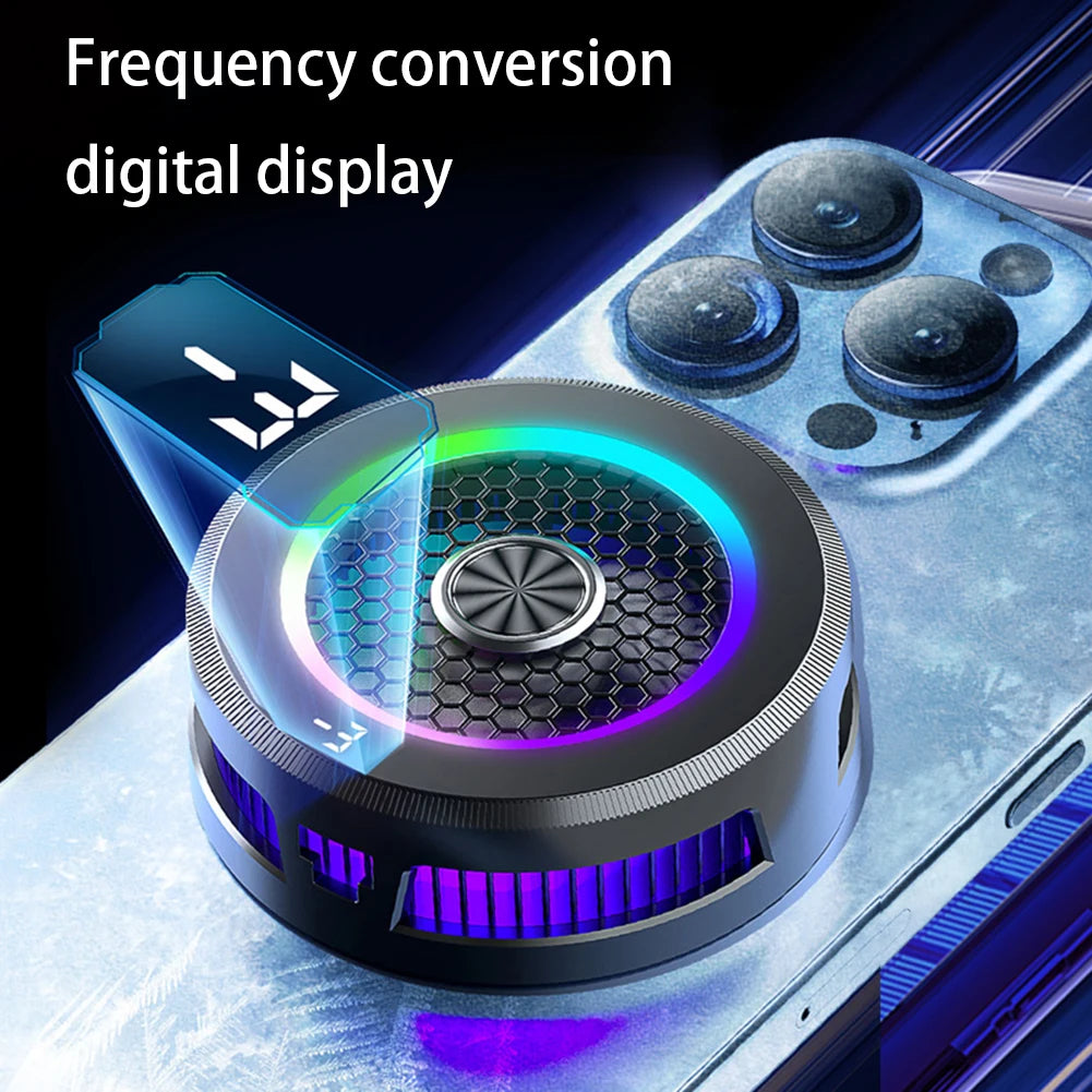 Magnetic & Back-clip Phone Cooler Digital Display Phone Fan Mobile Gaming Cooling Fan Cooler for Android Iphone PUBG Game Cooler