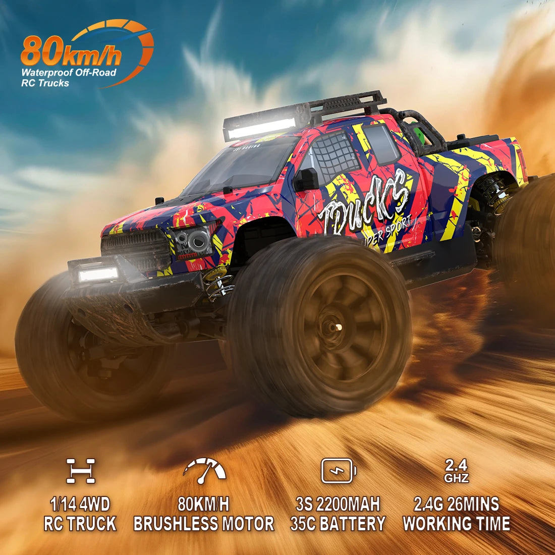 JIUSI PT14R MT14R 1/14 Racing Car 4WD 80km/h Brushless 2.4G Remote Control RC Car High Speed Off-road Drift Truck RC Toy As Gift