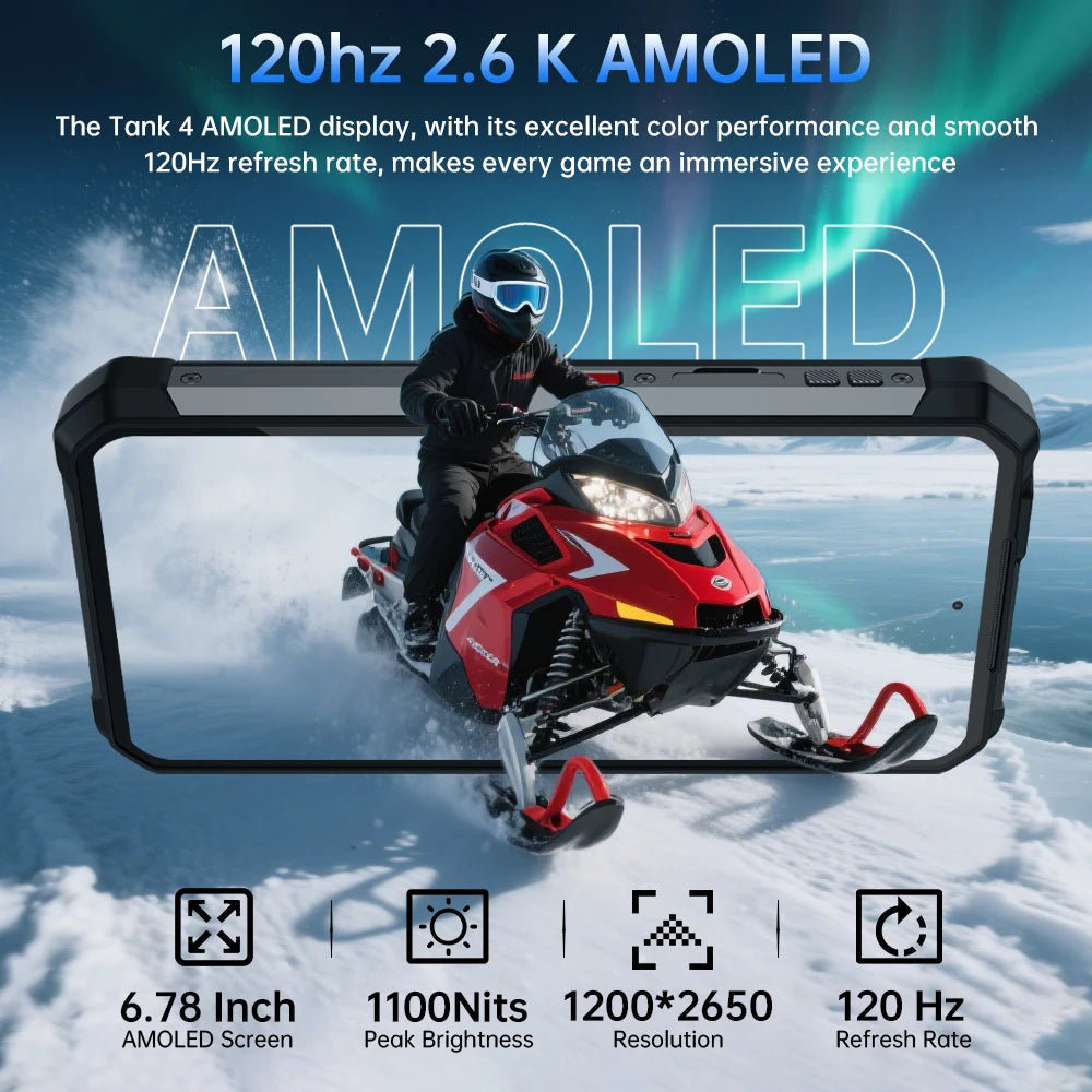 8849 Tank 4 Unihertz Rugged Smartphone With Projector 720P 100 Lumen 6.78'' AMOLED 512G 11600mAh Android14 Dimensity 7300 120Hz