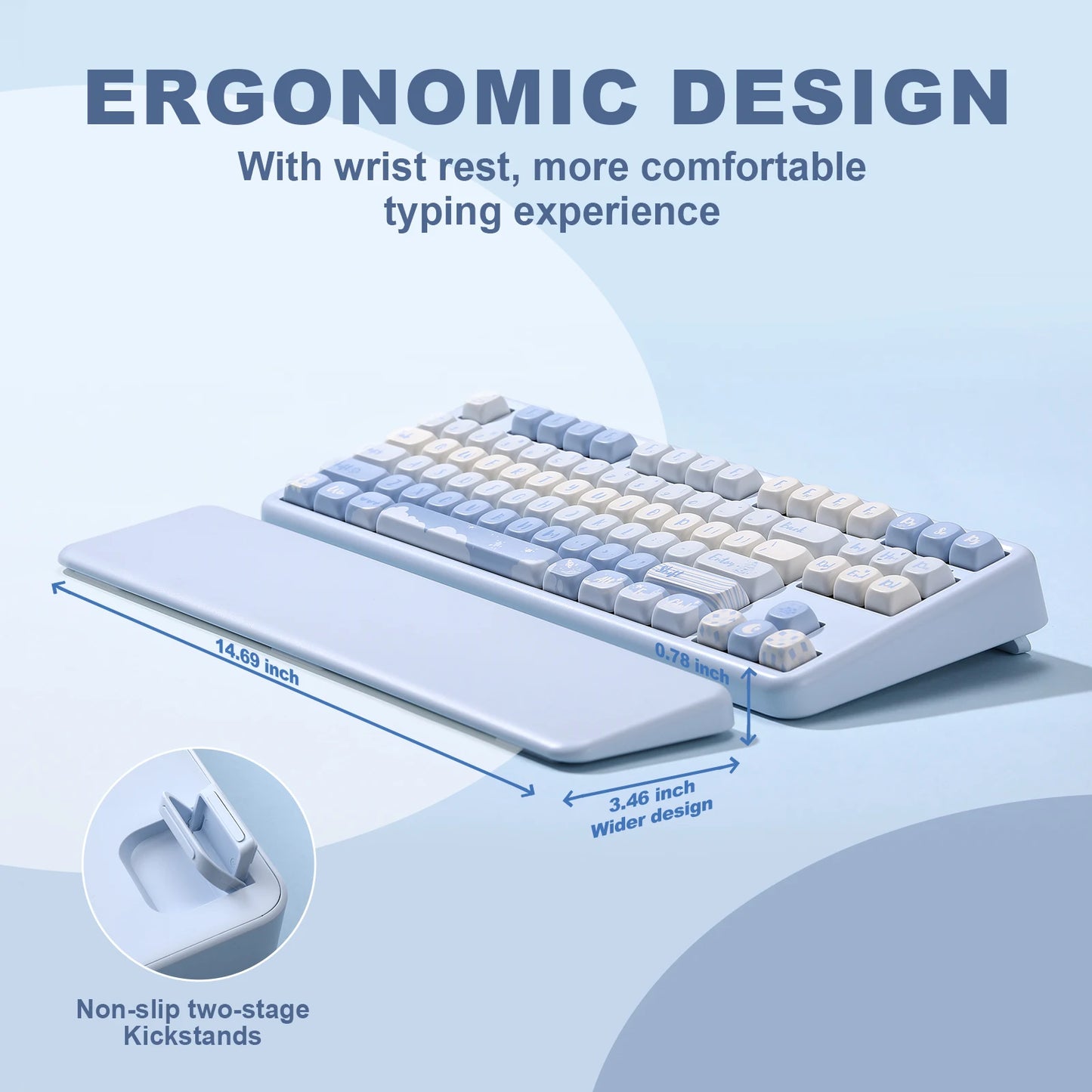 YUNZII B87 QMK/VIA Mechanical Gaming Keyboard, 80% Wireless Custom RGB Gasket Keyboard with Cute Keycap, Wrist Rest for Win/Mac