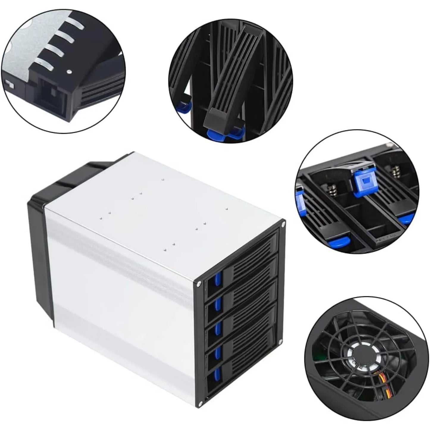 5 Bay 3 x 5.25 Drive Bays Hard Disk Enclosure HDD Hot Swap Cage Mobile Rack for 5 x SATA 3.5" HDD 5 x SATA 2.5" HDD SAS HDD