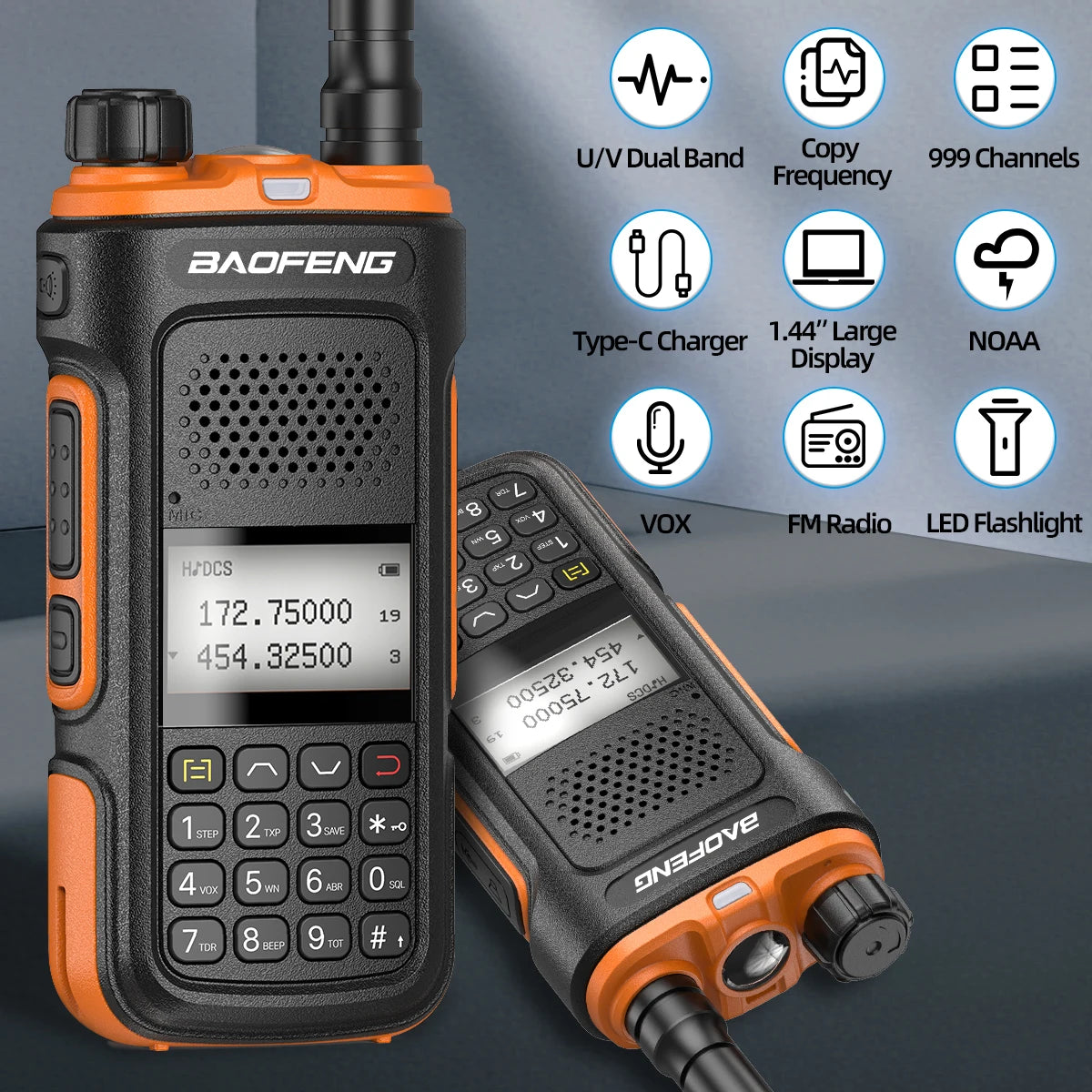 2/4/6PCS Baofeng Walkie Talkie Long Range Two Way Radio Type-C 999CH For UV-5R BF-888S Self-driving Travelling Hunting Camping