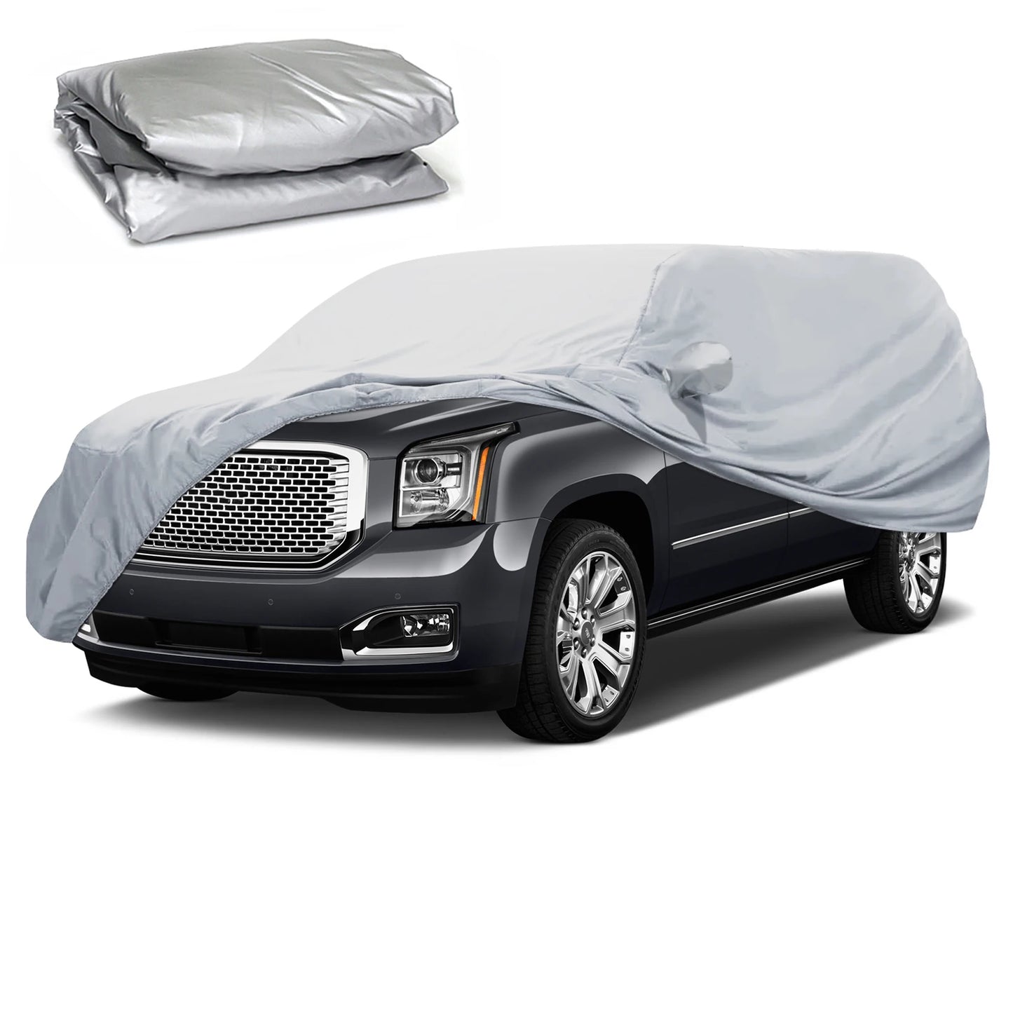 Universal SUV/Sedan Full Car Covers Outdoor Waterproof Sun Rain Snow Dust Resistant Protection UV Car silver Auto Case Cover