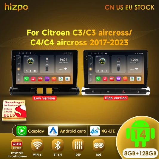 Hizpo Car Electronics Intelligent Systems For Citroen C3 C4 Aircorss (Brazil) 2017 - 2023 Auto Radio Carplay Android Auto GPS 4G
