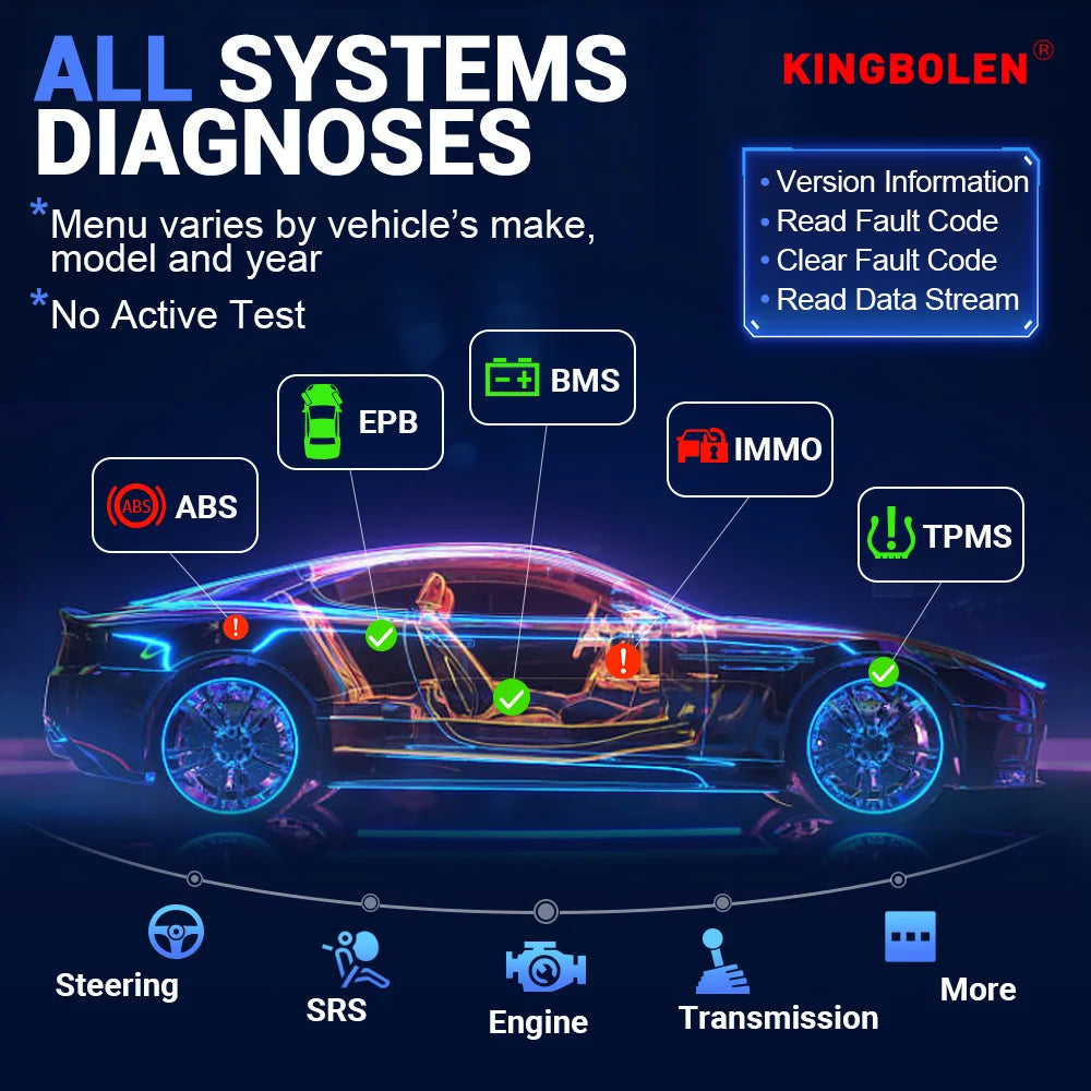 KINGBOLEN S6 OBD Automotive Scanner Bluetooth All System Car Diagnostic Tools 28 Resets IMMO/BMS/TPMS/ABS Bleeding Lifetime Free