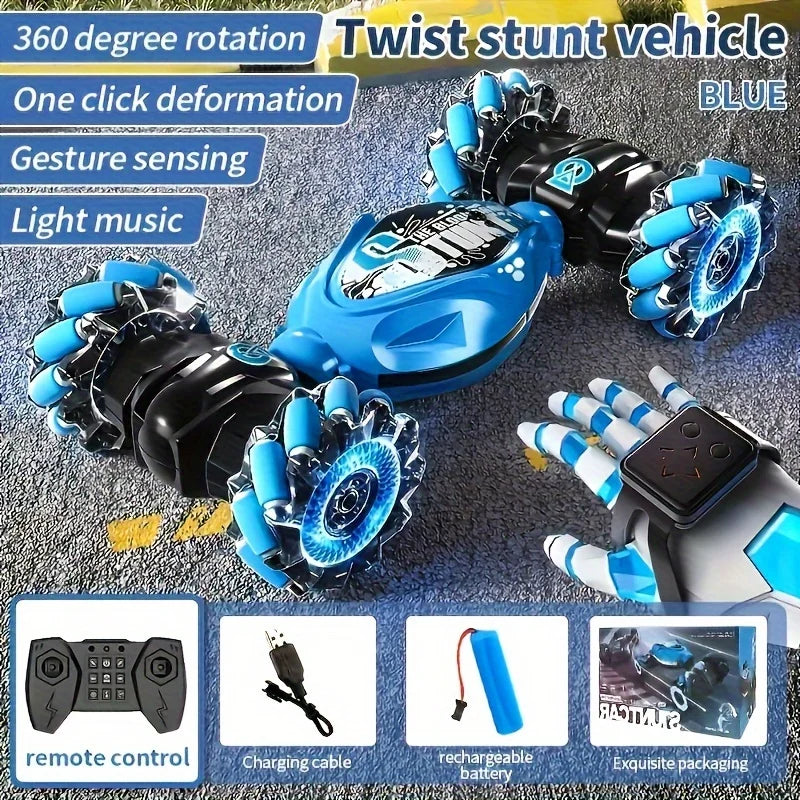 1:14 4WD RC Drift Car 2.4G Gesture Radio Remote Control Stunt Car With Music Led Lights 360° Rotating Climbing Car Toy Kid Gifts
