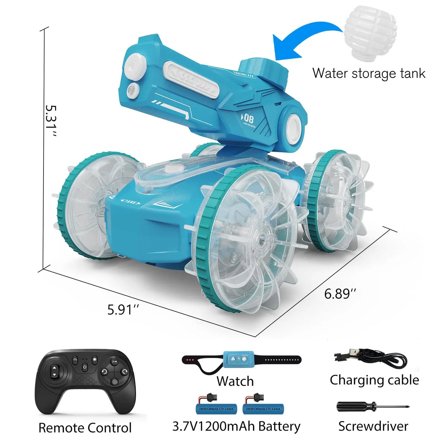 Amphibious Remote Control Car Boat for Kids, 4WD Water Squirt Gesture Sensing RC Car, 2.4GHz RC Stunt Car with LED Lights
