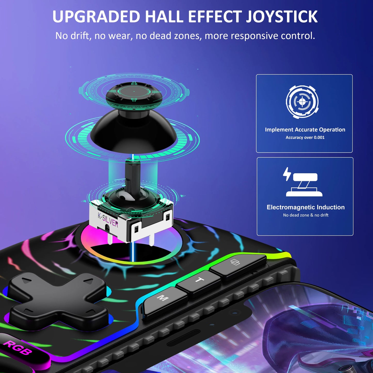 DinoFire MC301 Mobile Phone Gamepad Type C Hall Mechanical Controller for Android Phone iPhone 15/16 Cloud Gaming Xbox Game Pass