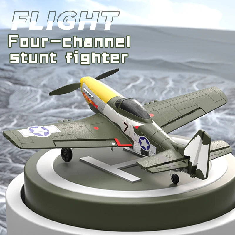 New P51 Mustang rc Plane 2.4G 4CH 6 Axis 410MM Wingspan Foam Fighter One Key Aerobatic RTF Aircraft Glider Toys Gifts for child