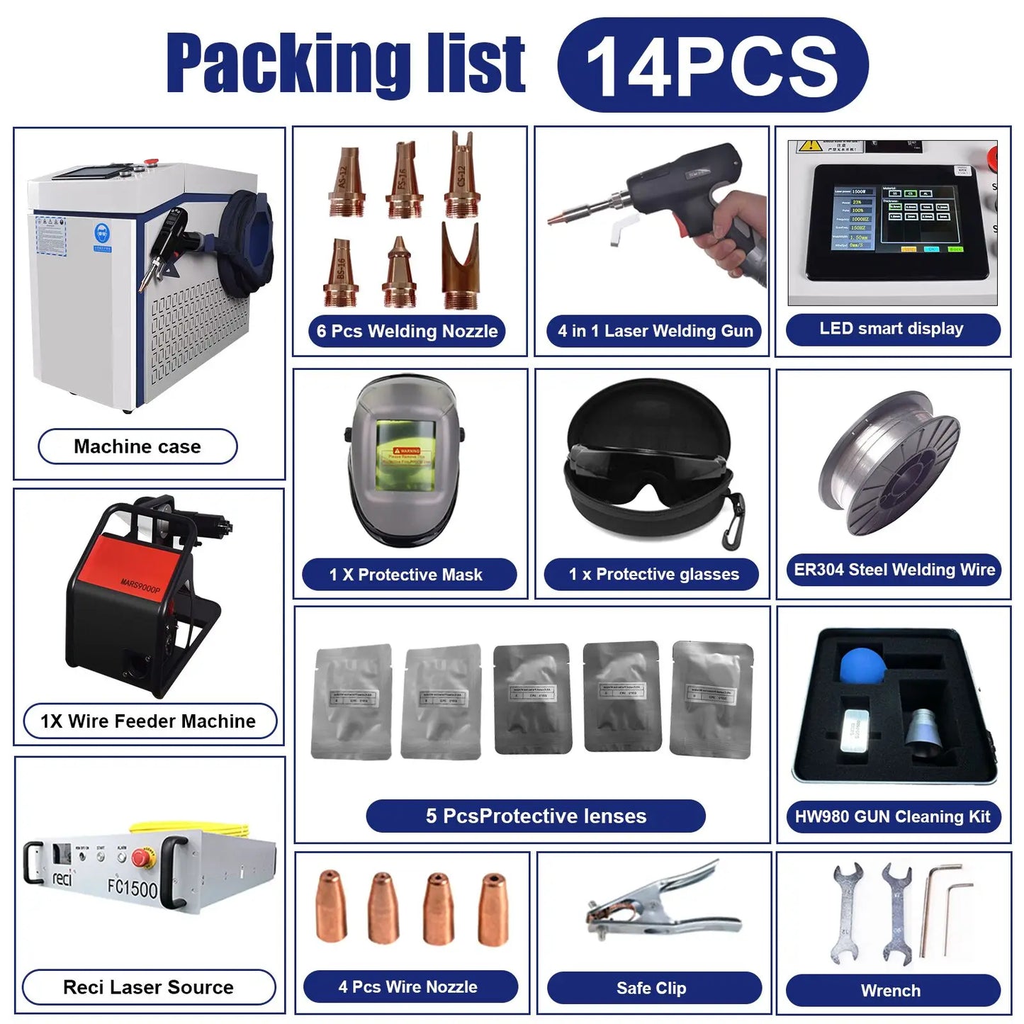 3000W Laser Welder 4 IN 1 RECI Fiber Laser Welding Machine HW980 Head for Metal Welding Cleaning Cutting 3KW Welder Fast Ship